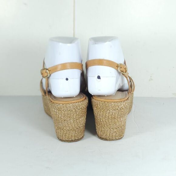 Fratelli Rossetti Women's US6 US36,5 Tan Leather Espadrill Strappy Wedge Sandals - Picture 10 of 16